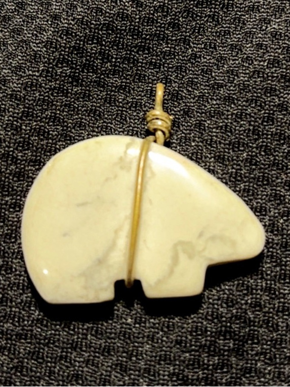 Vintage Howlite Carved Bear Pendant